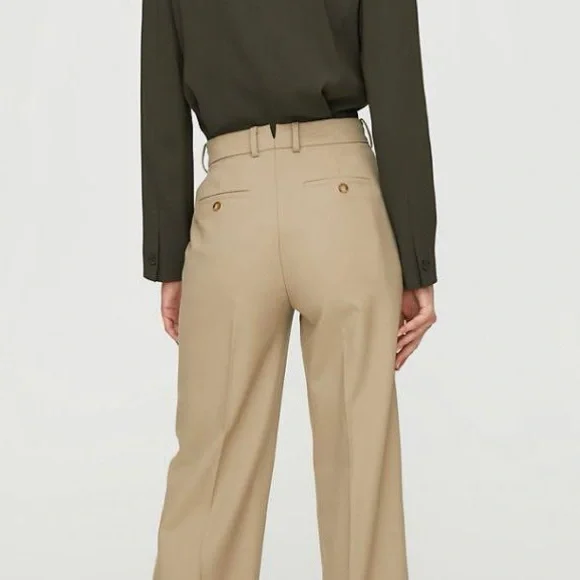 Aritzia Babaton Khaki Agency Pant Wool Trousers High Rise Size 4 - Picture 4 of 11